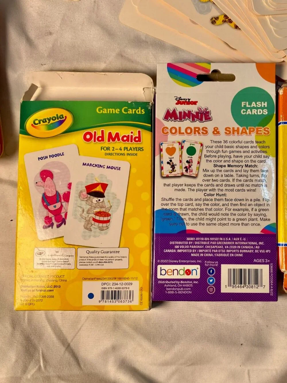 Crayola Old Maid + Disney Minnie Colors & Shapes + USA States Flash Cards
